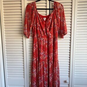 Luxology Scarlet and Ivory Floral Maxi Dress